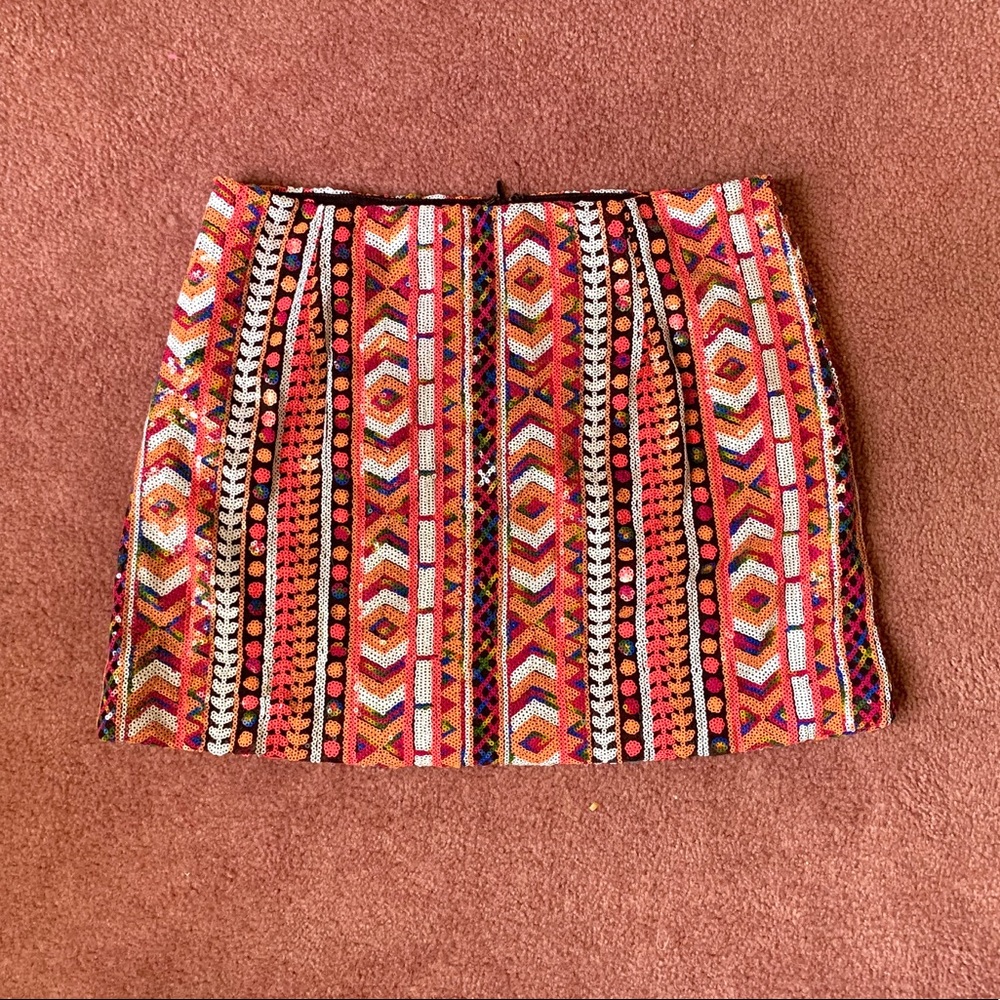 Rainbow Chinle (“tribal”) Sequin mini skirt